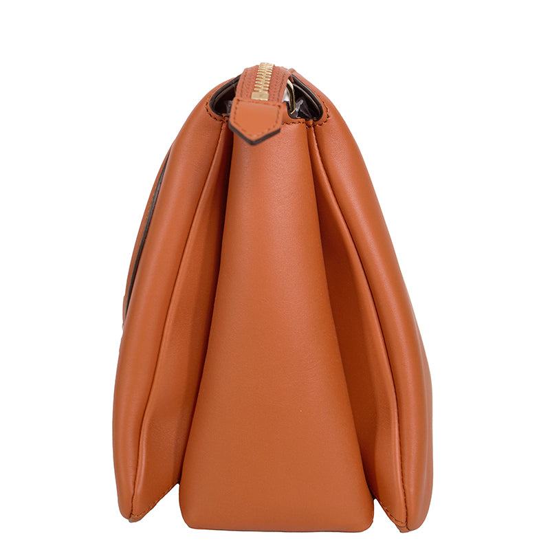 NEW $1,400 MCM Cognac Tan Nappa Leather MODE TRAVIA LOGO Medium 2-Way BAG Italy