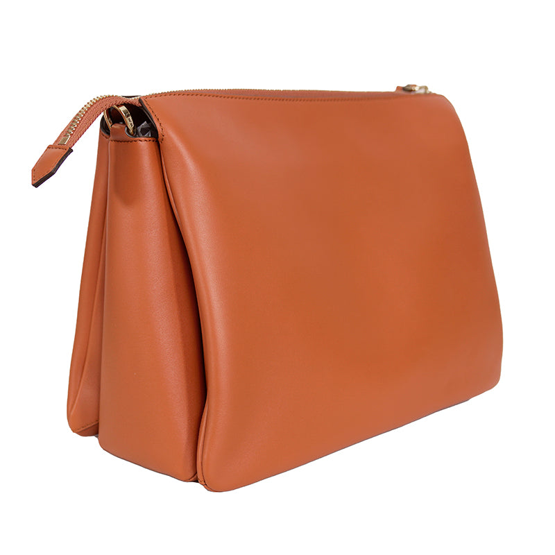 NEW $1,400 MCM Cognac Tan Nappa Leather MODE TRAVIA LOGO Medium 2-Way BAG Italy