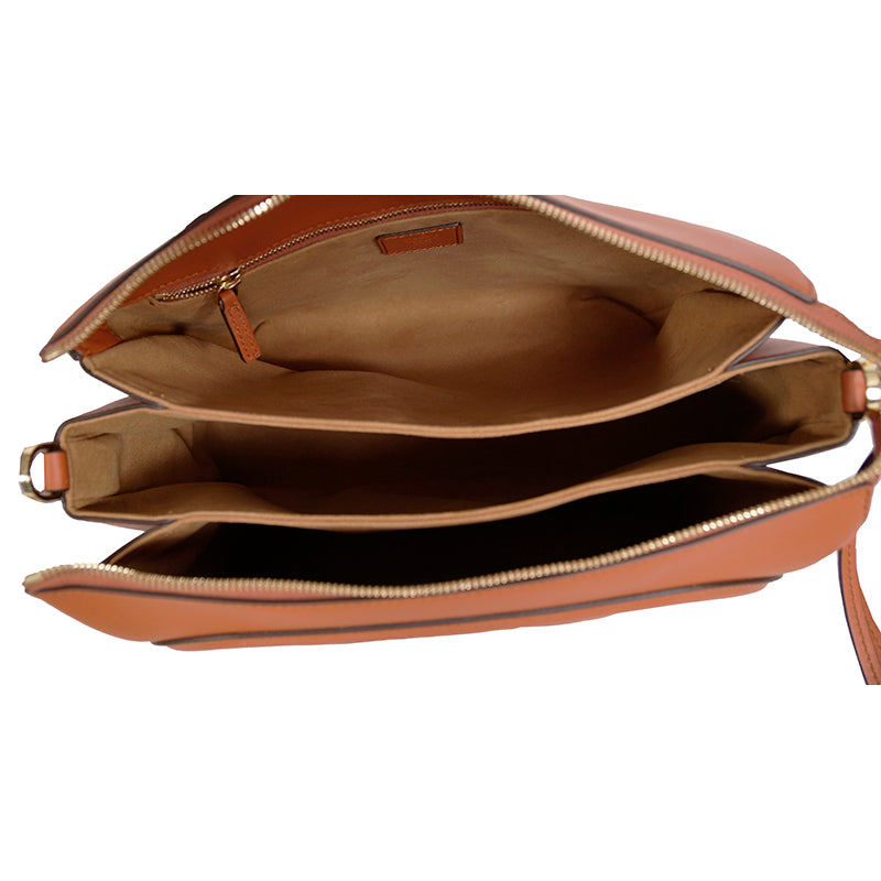 NEW $1,400 MCM Cognac Tan Nappa Leather MODE TRAVIA LOGO Medium 2-Way BAG Italy