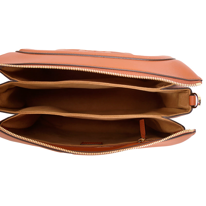 NEW $1,400 MCM Cognac Tan Nappa Leather MODE TRAVIA LOGO Medium 2-Way BAG Italy
