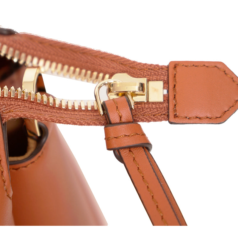 NEW $1,400 MCM Cognac Tan Nappa Leather MODE TRAVIA LOGO Medium 2-Way BAG Italy