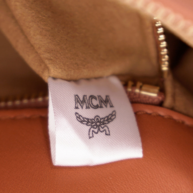 NEW $1,400 MCM Cognac Tan Nappa Leather MODE TRAVIA LOGO Medium 2-Way BAG Italy
