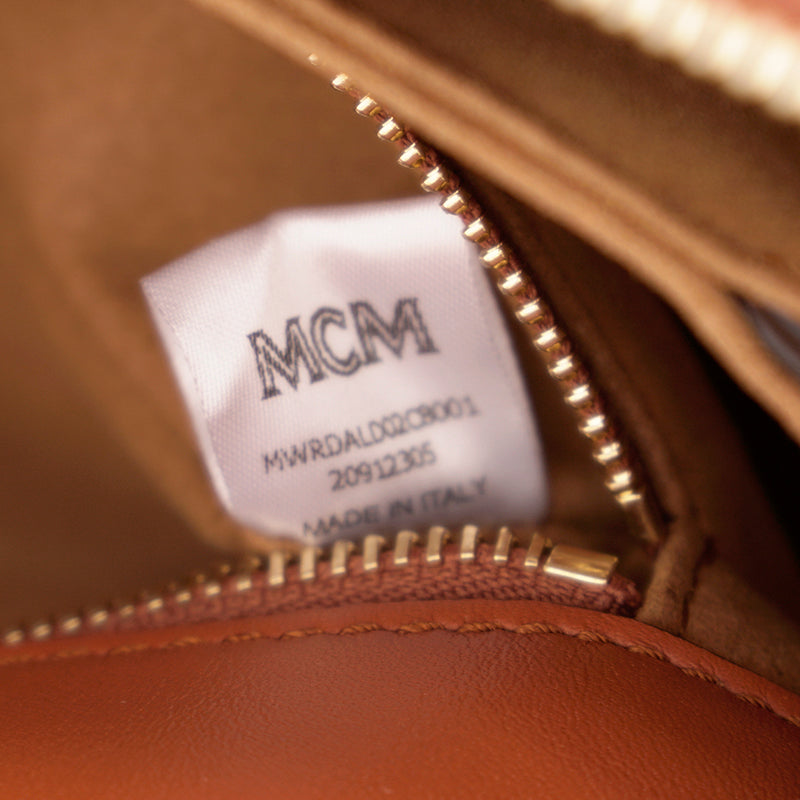 NEW $1,400 MCM Cognac Tan Nappa Leather MODE TRAVIA LOGO Medium 2-Way BAG Italy