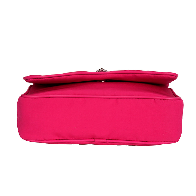 NEW $890 ALEXANDER MCQUEEN Hot BOBBY PINK Nylon CRYSTAL SKULL GRAFFITI Flap BAG!