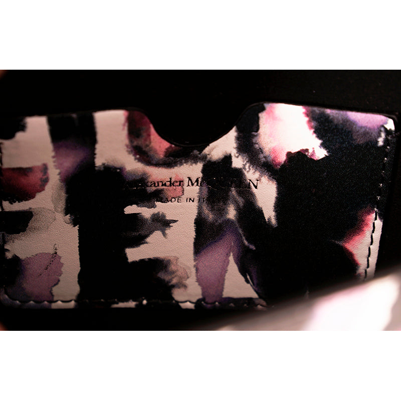 NEW $1290 ALEXANDER MCQUEEN Pink WATERCOLOR GRAFFITI Leather SKULL Crossbody BAG