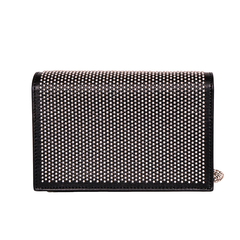 NEW $1390 ALEXANDER MCQUEEN Black STUDDED Leather SKULL Crossbody FLAP BAG NIB