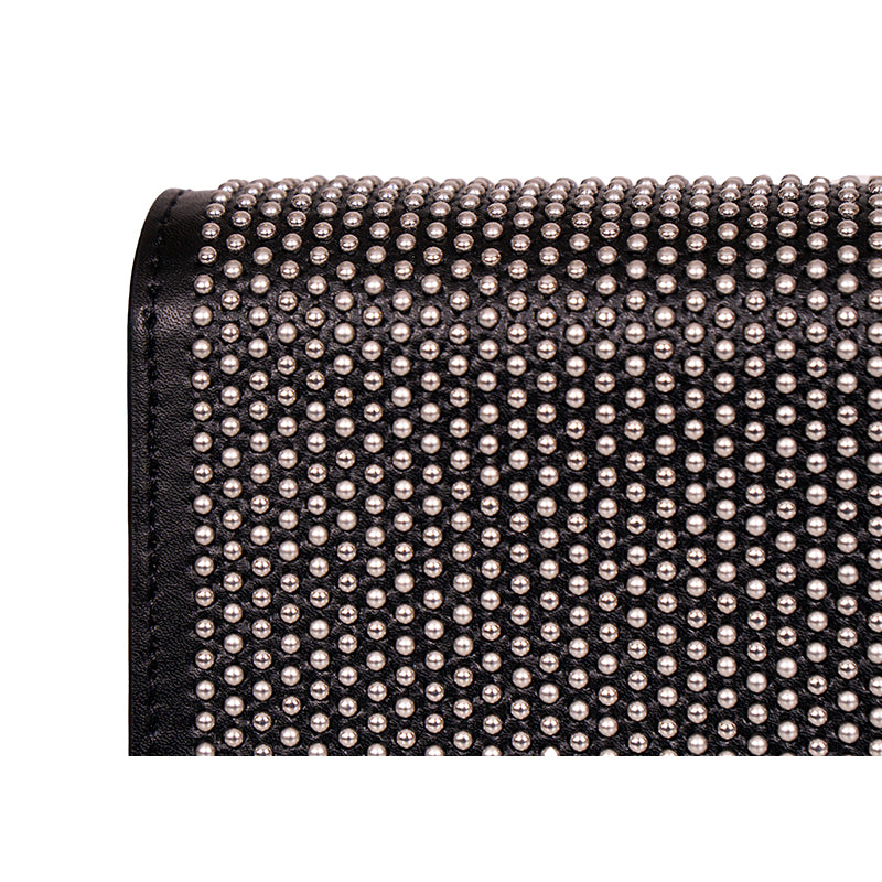 NEW $1390 ALEXANDER MCQUEEN Black STUDDED Leather SKULL Crossbody FLAP BAG NIB