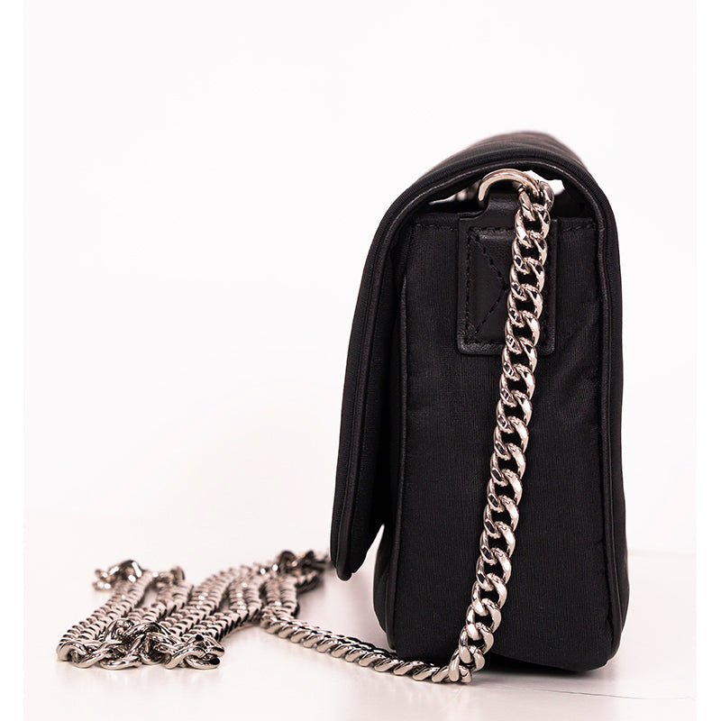 NEW $890 ALEXANDER MCQUEEN Black Nylon CRYSTAL SKULL Camera Flap BAG RED LINING!