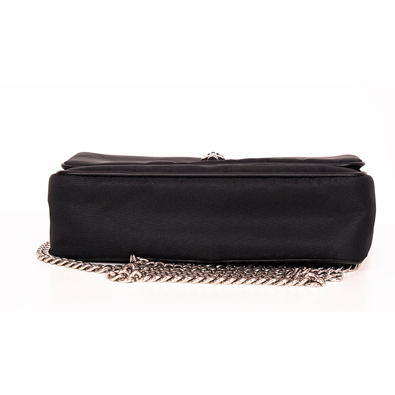 NEW $890 ALEXANDER MCQUEEN Black Nylon CRYSTAL SKULL Camera Flap BAG RED LINING!