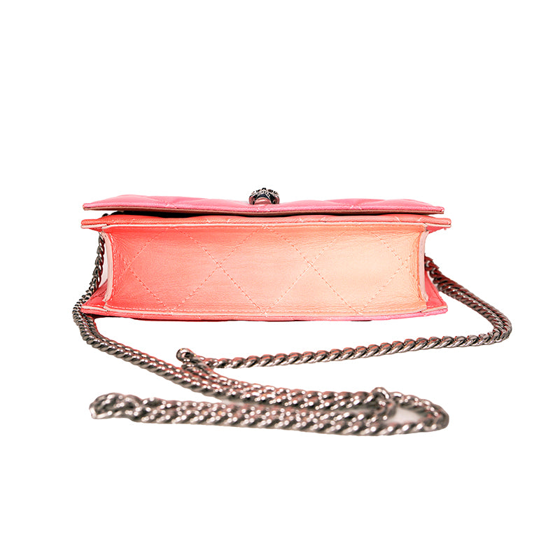 NEW $1,290 ALEXANDER MCQUEEN Pink Degraded OMBRE Leather QUILTED Skull FLAP BAG