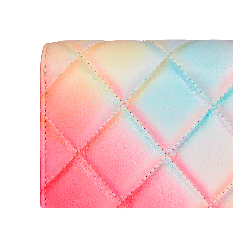 NEW $1,290 ALEXANDER MCQUEEN Pink Degraded OMBRE Leather QUILTED Skull FLAP BAG