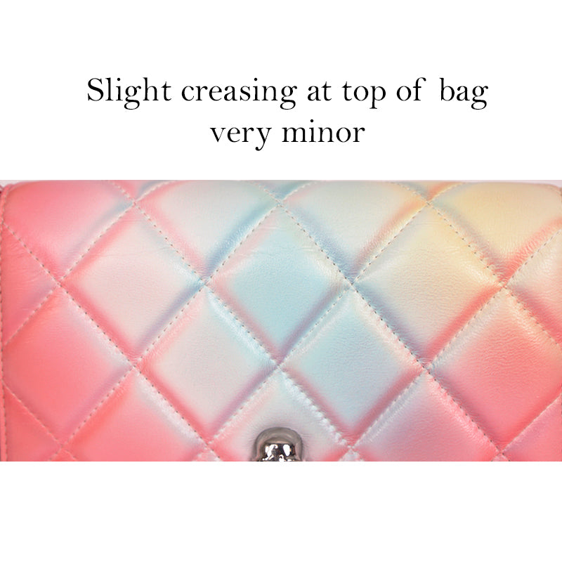 NEW $1,290 ALEXANDER MCQUEEN Pink Degraded OMBRE Leather QUILTED Skull FLAP BAG