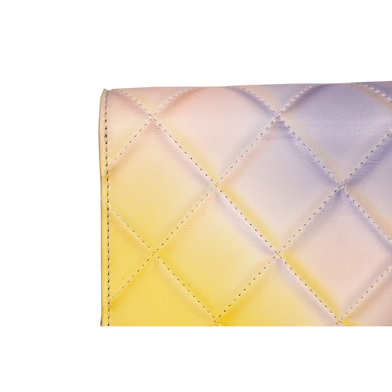 NEW $1,290 ALEXANDER MCQUEEN Pink Degraded OMBRE Leather QUILTED Skull FLAP BAG