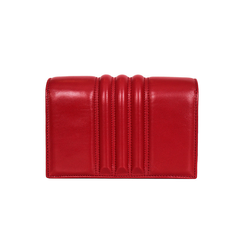 NEW $1290 ALEXANDER MCQUEEN Red Leather MOTORCYCLE RIBBED SKULL Crossbody BAG