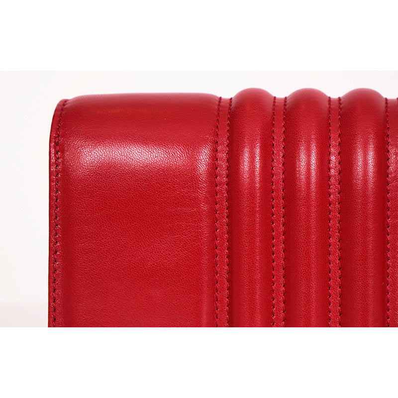 NEW $1290 ALEXANDER MCQUEEN Red Leather MOTORCYCLE RIBBED SKULL Crossbody BAG