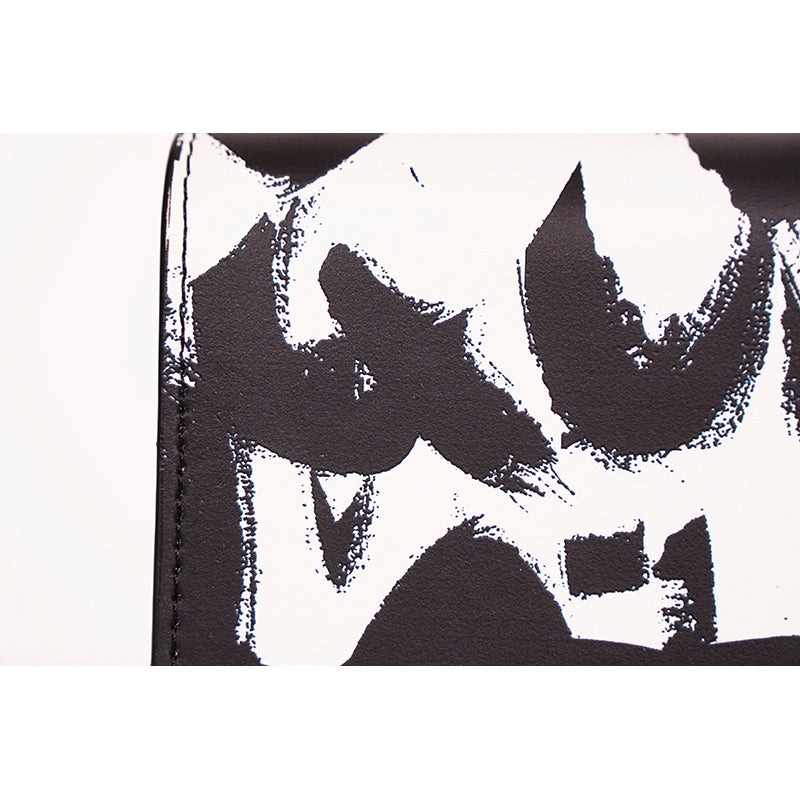 NEW $1290 ALEXANDER MCQUEEN Black WHITE GRAFFITI Leather SKULL Crossbody BAG NIB