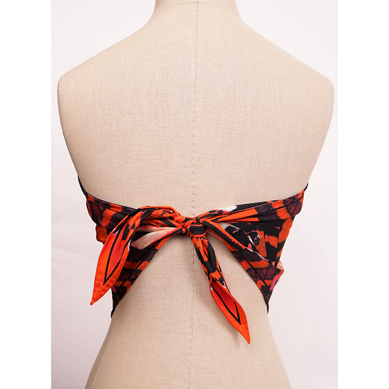 NEW $395 ALEXANDER MCQUEEN Red/Orange TIGER WINGS RUNWAY Twill Silk TOP SCARF