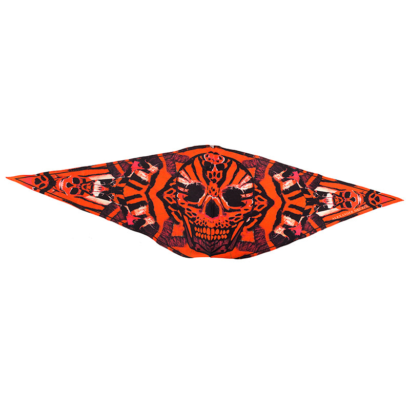 NEW $395 ALEXANDER MCQUEEN Red/Orange TIGER WINGS RUNWAY Twill Silk TOP SCARF