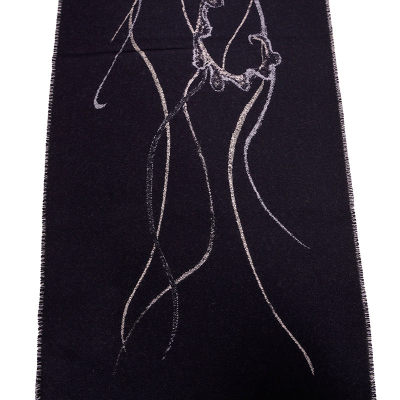 NEW $520 ALEXANDER MCQUEEN Midnight Blue JELLYFISH SKULL Wool Silk Long SCARF