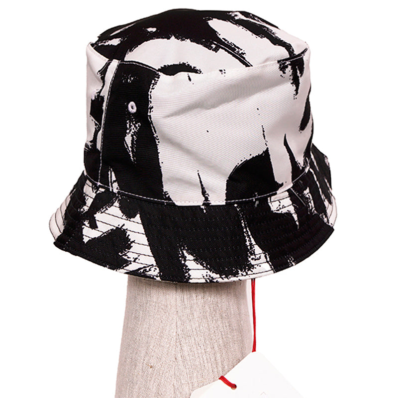 sz S NEW $460 ALEXANDER MCQUEEN Black & White PAINTED GRAFFITI LOGO Bucket HAT