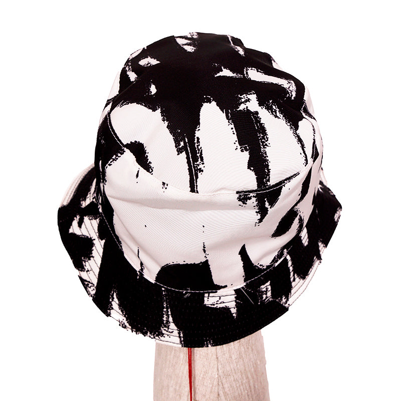 sz S NEW $460 ALEXANDER MCQUEEN Black & White PAINTED GRAFFITI LOGO Bucket HAT