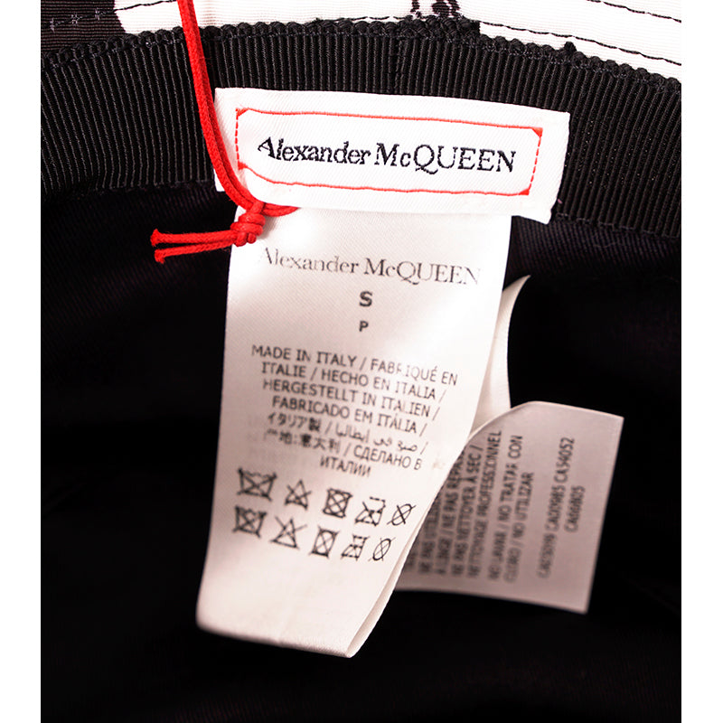 sz S NEW $460 ALEXANDER MCQUEEN Black & White PAINTED GRAFFITI LOGO Bucket HAT