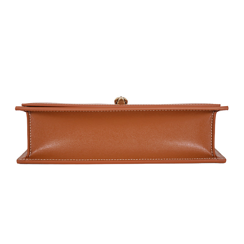 NEW $1,290 ALEXANDER MCQUEEN Caramel Leather SKULL TOP HANDLE BAG & CHAIN STRAP