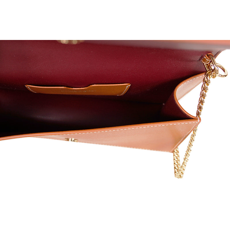 NEW $1,290 ALEXANDER MCQUEEN Caramel Leather SKULL TOP HANDLE BAG & CHAIN STRAP
