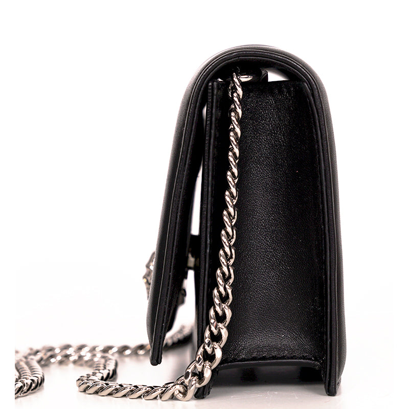 NEW $1290 ALEXANDER MCQUEEN Black Leather MOTORCYCLE RIBBED SKULL Crossbody BAG
