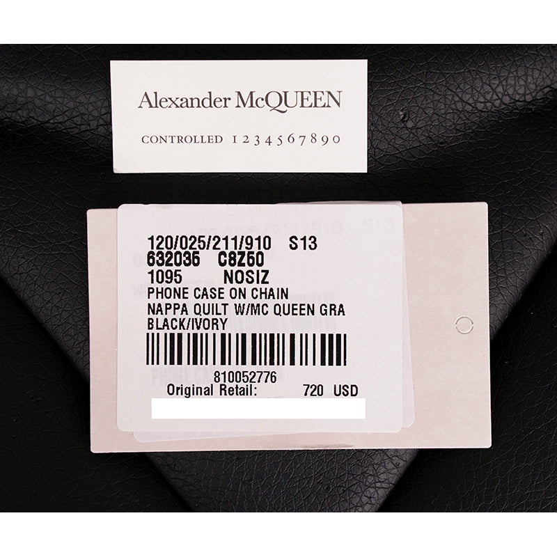 NEW $720 ALEXANDER MCQUEEN Black MINI SKULL GRAFFITI LOGO Leather PHONE CASE BAG
