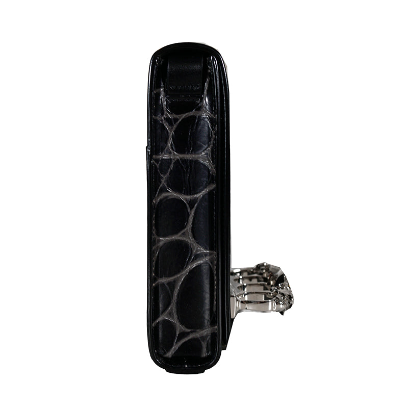 NEW $1,790 ALEXANDER MCQUEEN Black Leather FOUR RING SKULL KNUCKLE Messenger BAG