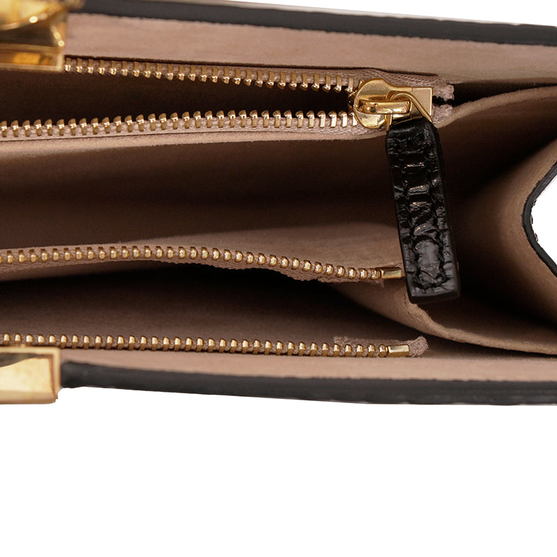 NEW $2190 ALEXANDER MCQUEEN Black Croc GOLD JEWELED KNUCKLE 4 Ring SKULL BAG NWT