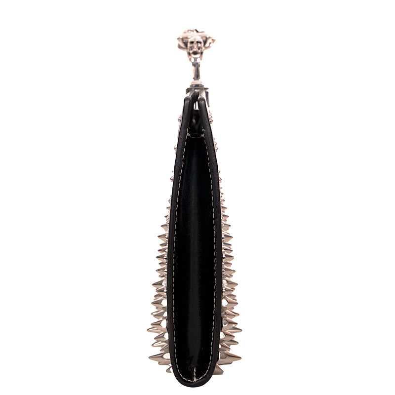 NEW $2990 ALEXANDER MCQUEEN Black SILVER SPIKE STUDDED KNUCKLE 4 Ring SKULL BAG