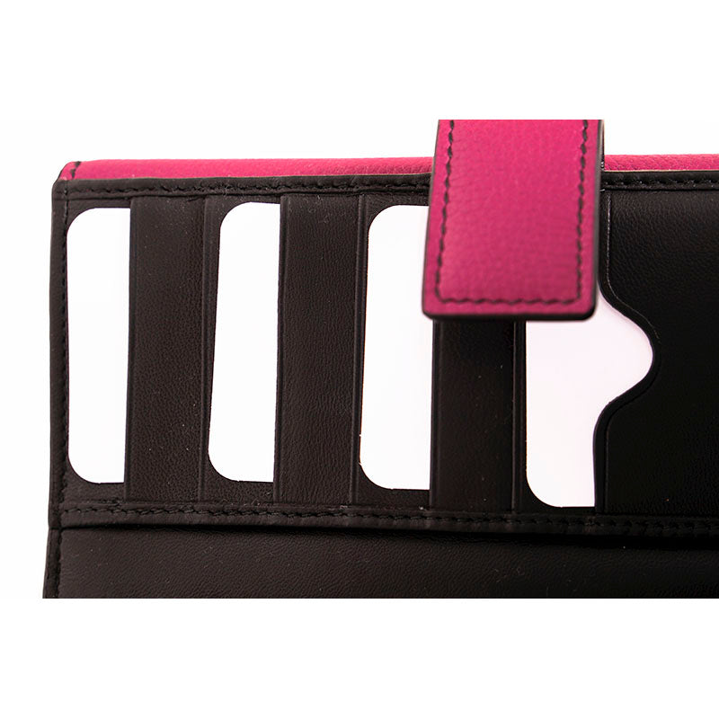 NEW $650 ALEXANDER MCQUEEN Dk Pink Leather Silver SKULL Continental LONG WALLET