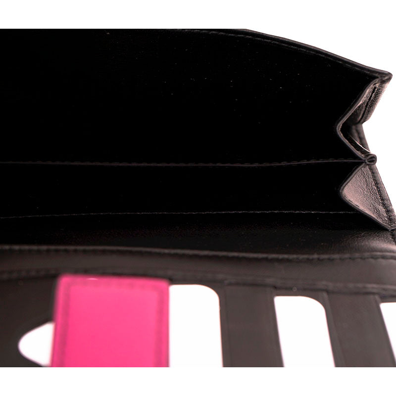 NEW $650 ALEXANDER MCQUEEN Dk Pink Leather Silver SKULL Continental LONG WALLET