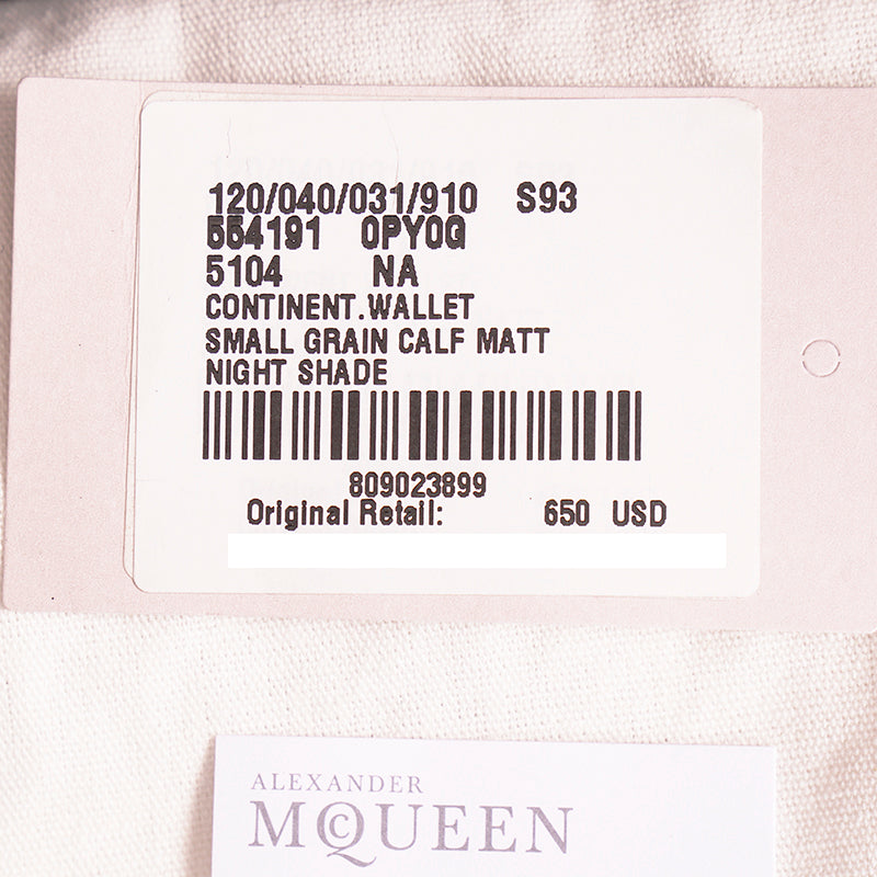 NEW $650 ALEXANDER MCQUEEN Dk Pink Leather Silver SKULL Continental LONG WALLET