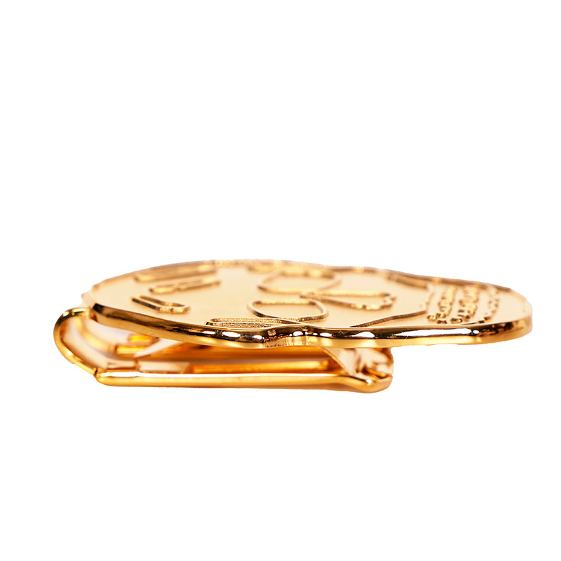 NEW $130 ALEXANDER MCQUEEN Shiny Gold Tone Brass SKULL MONEY CLIP w/ Gift Box