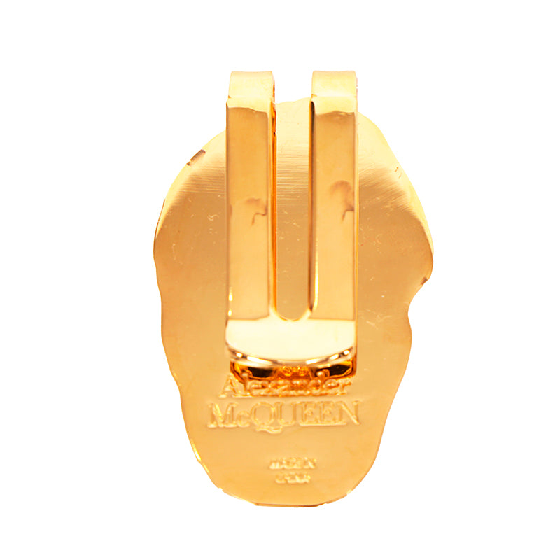 NEW $130 ALEXANDER MCQUEEN Shiny Gold Tone Brass SKULL MONEY CLIP w/ Gift Box