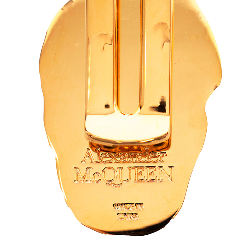 NEW $130 ALEXANDER MCQUEEN Shiny Gold Tone Brass SKULL MONEY CLIP w/ Gift Box