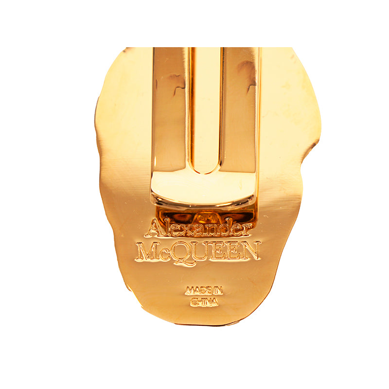 NEW $130 ALEXANDER MCQUEEN Shiny Gold Tone Brass SKULL MONEY CLIP w/ Gift Box