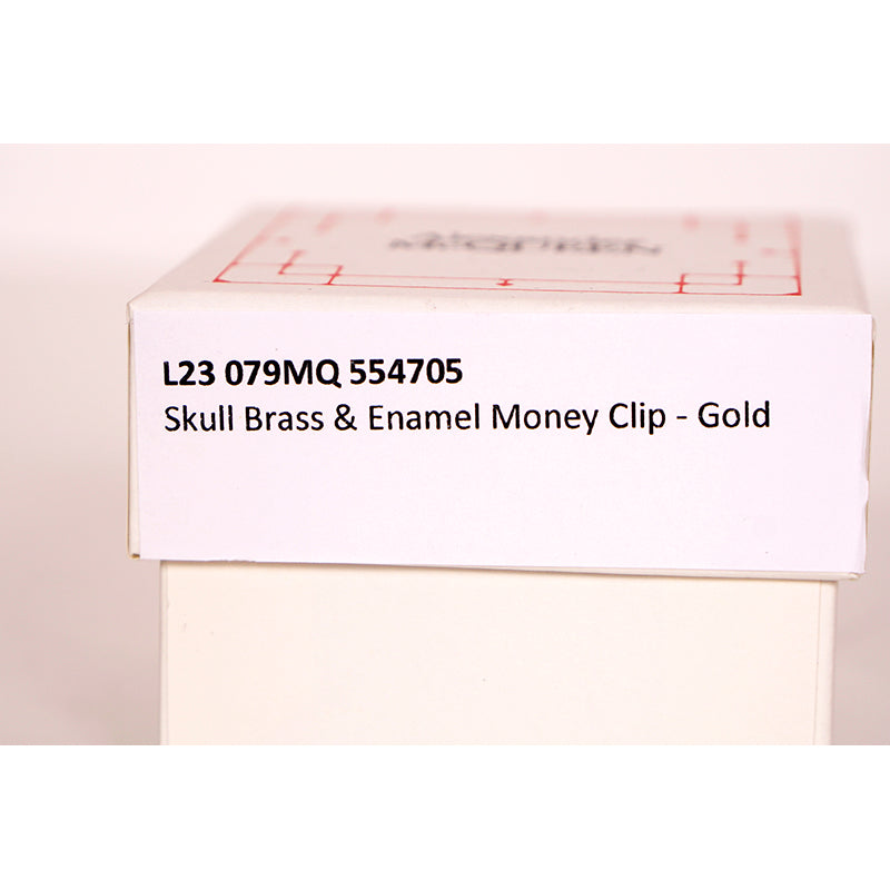 NEW $130 ALEXANDER MCQUEEN Shiny Gold Tone Brass SKULL MONEY CLIP w/ Gift Box