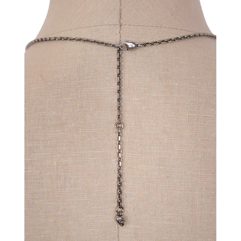NEW $590 ALEXANDER MCQUEEN Dog Tag SNAKE & SKULL Silver Tone Brass NECKLACE NWT