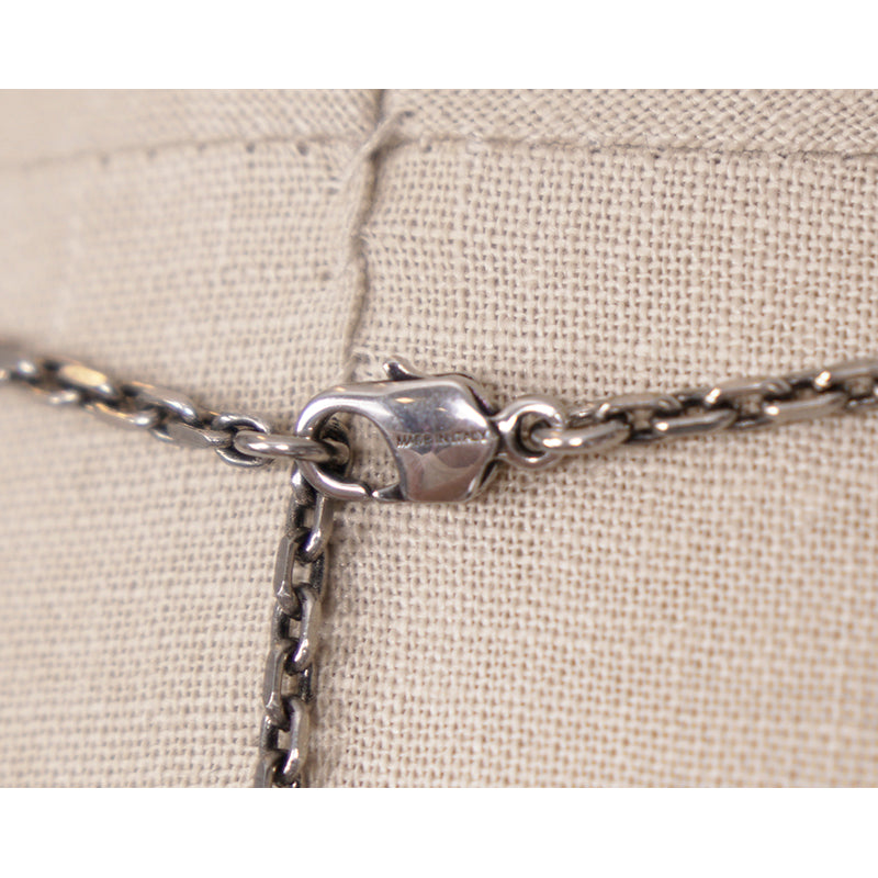 NEW $590 ALEXANDER MCQUEEN Dog Tag SNAKE & SKULL Silver Tone Brass NECKLACE NWT