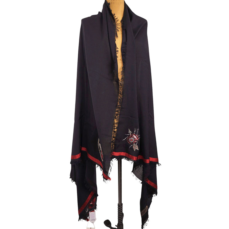 NEW $570 ALEXANDER MCQUEEN Black BELOVED SKULL DAGGER BUTTERFLY Wispy SCARF