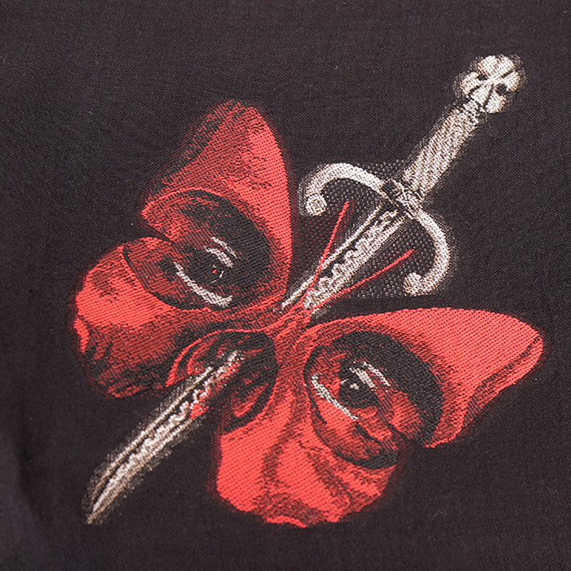 NEW $570 ALEXANDER MCQUEEN Black BELOVED SKULL DAGGER BUTTERFLY Wispy SCARF