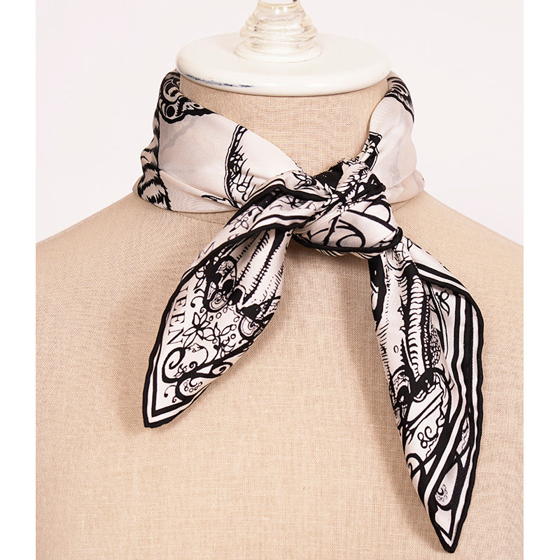 NEW $330 ALEXANDER MCQUEEN White Black Silk MOTH BUTTERFLIES SKULL Bandana SCARF