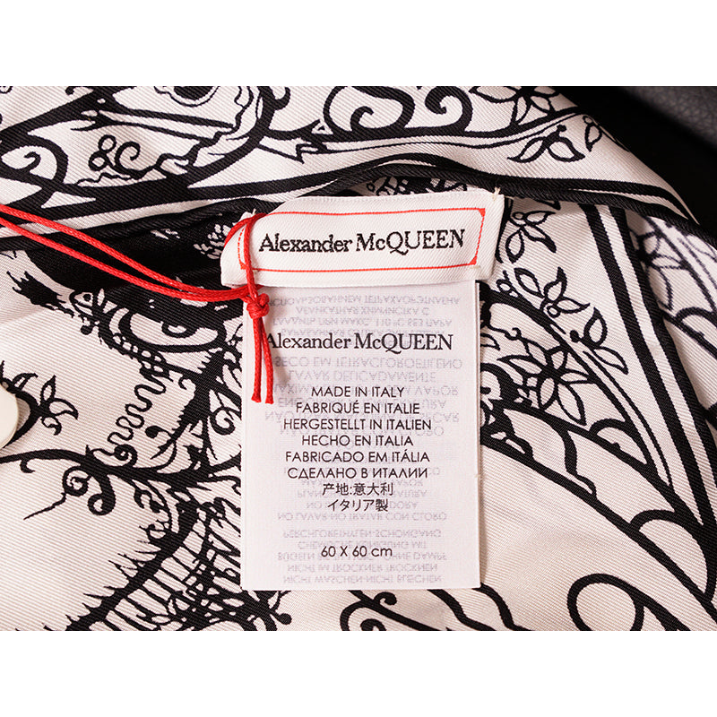 NEW $330 ALEXANDER MCQUEEN White Black Silk MOTH BUTTERFLIES SKULL Bandana SCARF