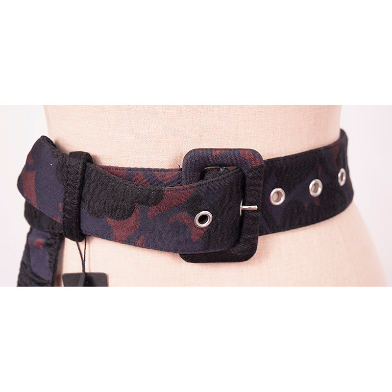 40 NEW $495 MIU MIU RUNWAY Vintage Blue Black Wine FLORAL Tricotine Waist BELT