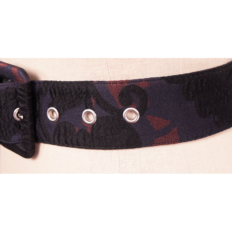 40 NEW $495 MIU MIU RUNWAY Vintage Blue Black Wine FLORAL Tricotine Waist BELT