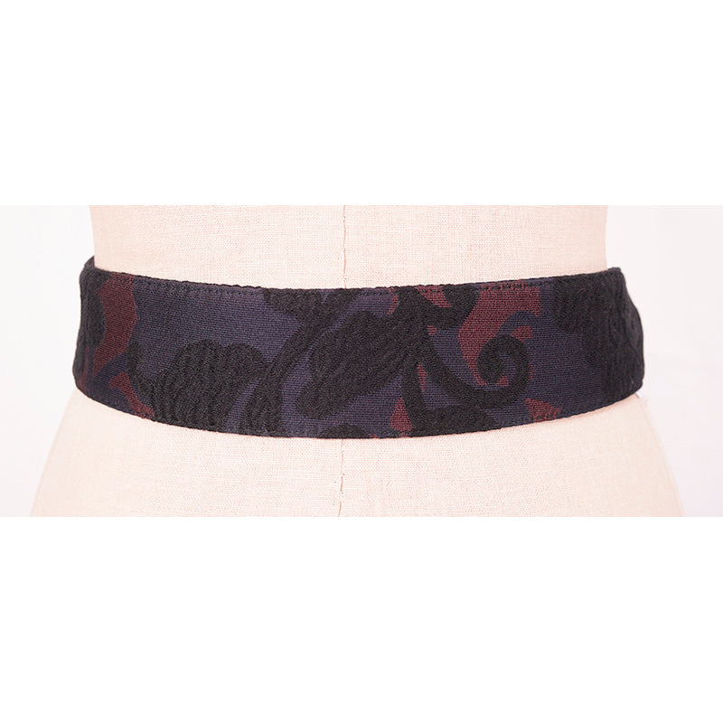 40 NEW $495 MIU MIU RUNWAY Vintage Blue Black Wine FLORAL Tricotine Waist BELT